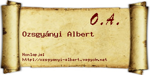 Ozsgyányi Albert névjegykártya